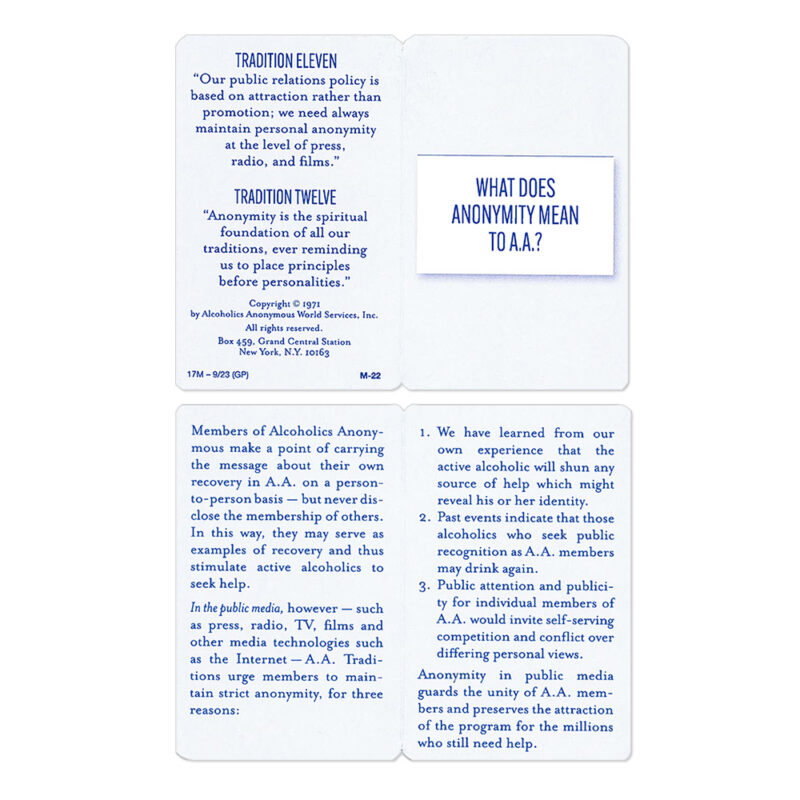 What Does Anonymity Mean To AA (Card)