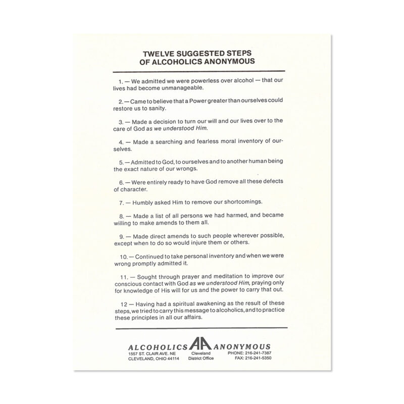 12 Steps Laminated (8.5 x 11)