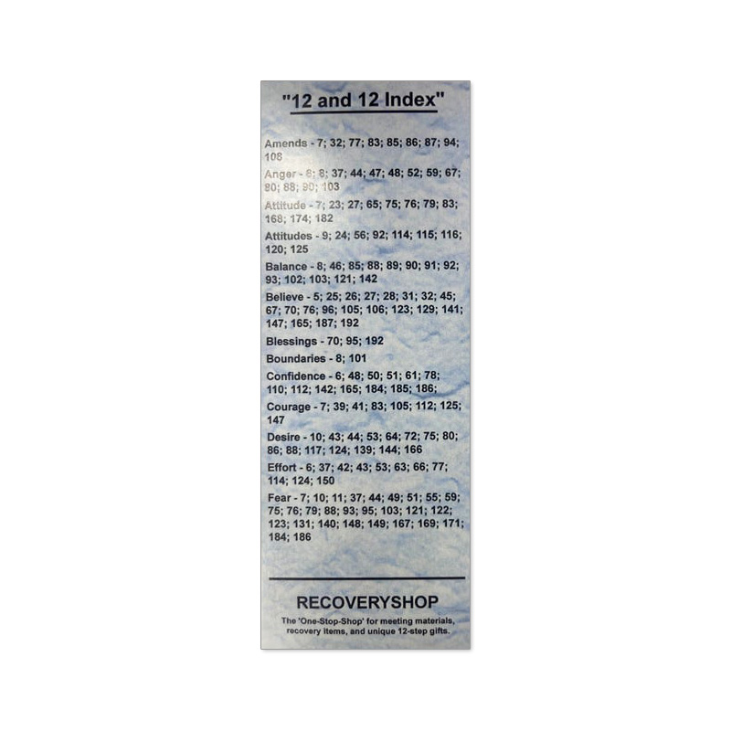 12 & 12 Index Bookmark Blue