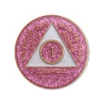 Circle Triangle Glitter Anniversary Medallion Pink