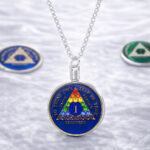 Medallion Holder Necklace Silver 24"