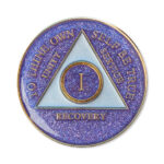 Circle Triangle Purple Glitter Triplate Medallion