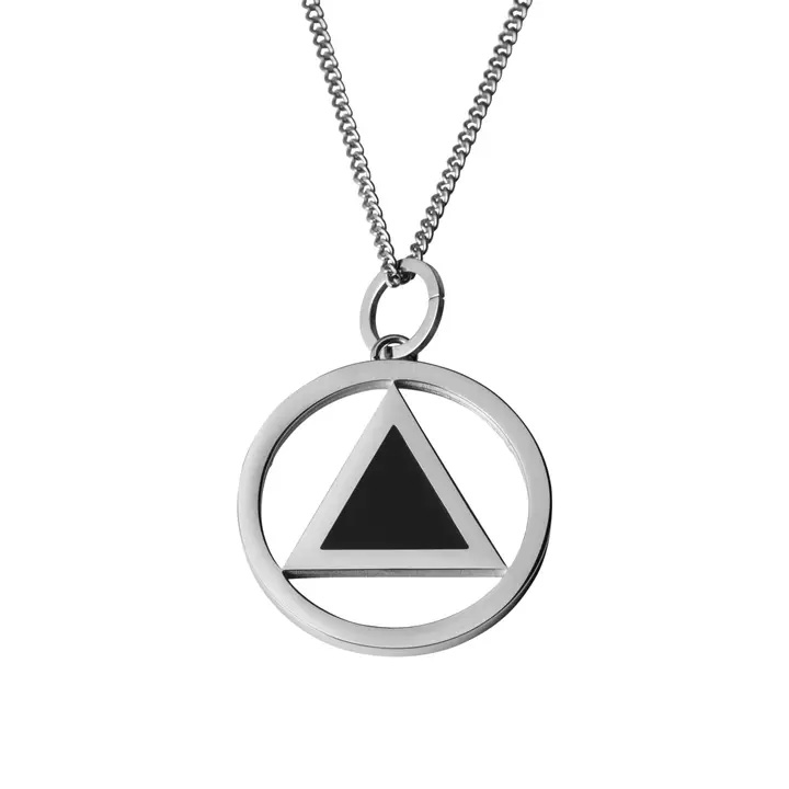 Circle Triangle Pendant Necklace (Black Triangle)