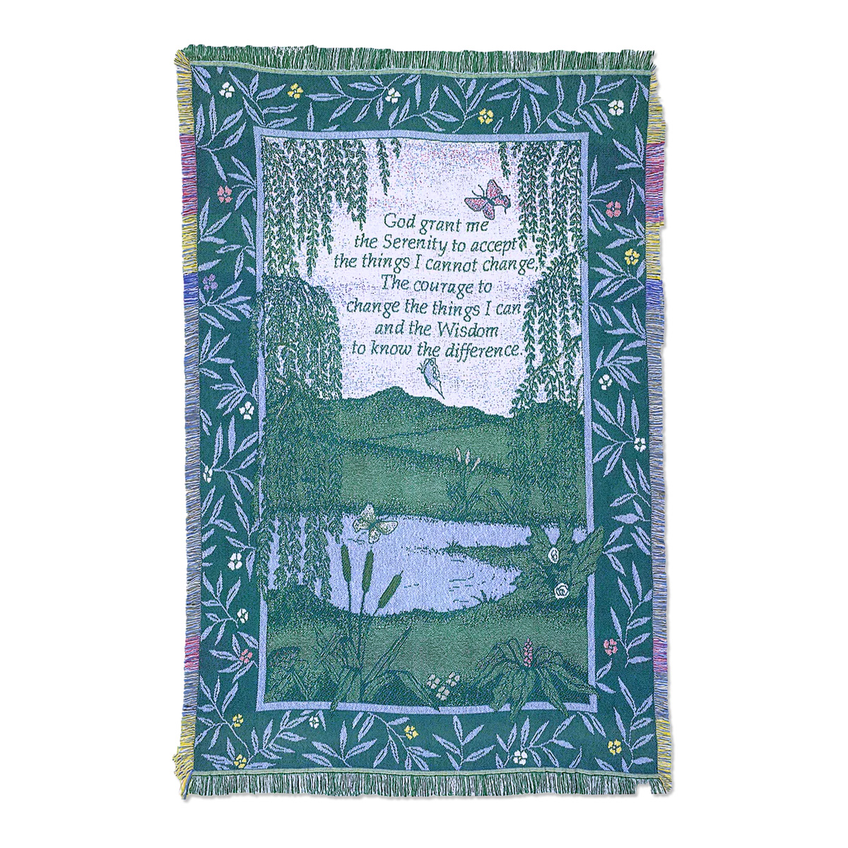 Serenity Prayer Afghan Throw Blue